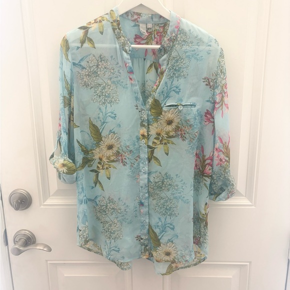 Kut from the Kloth Jasmine Chiffon Button-Up Shirt M - Picture 2 of 11